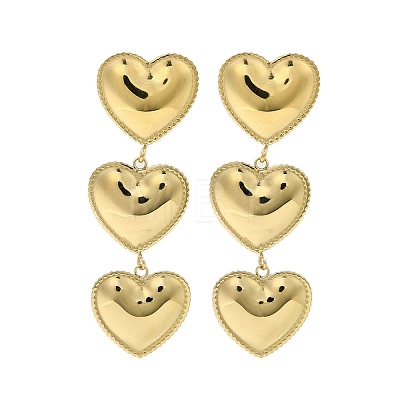 304 Stainless Steel Heart Dangle Stud Earrings for Women EJEW-U020-05G-1