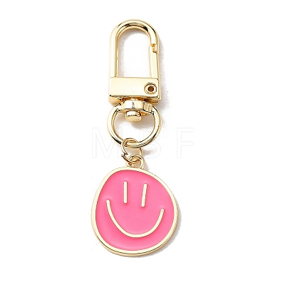 Smiling Face Enamel Pendant Decorations LS-KEYC-WH0036-08LG-02-1