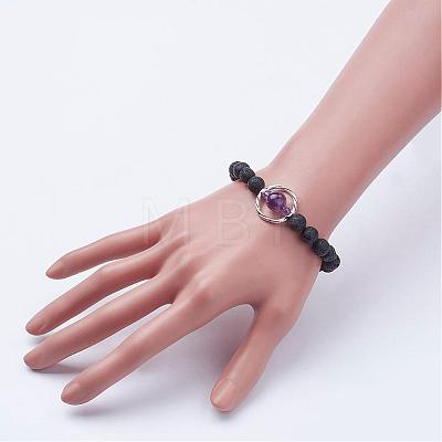 Natural Lava Rock Beads Stretch Bracelets BJEW-JB02838-05-1