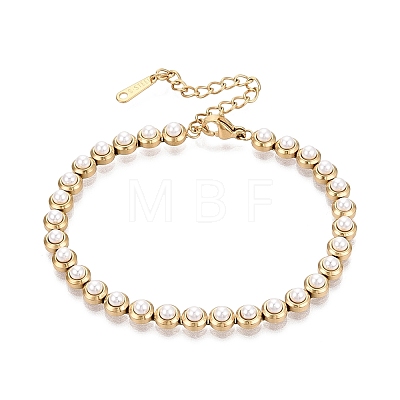 Stainless Steel & Plastic Pearl Tennis Bracelets for Women SA-CBACDF9-01G-1