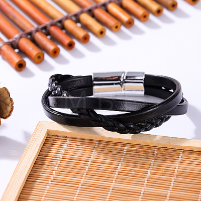 Crossover Braided Imitation Leather Cord Bracelets WGA7DEE-01-1