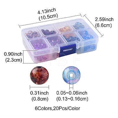 160Pcs 8 Colors Transparent Baking Paint Glass Beads DGLA-YW0001-05-1