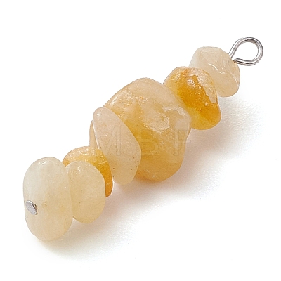 Gradient Color Natural Citrine & Natural Tiger Eye & Natural Gold Rutilated Quartz Chip Beaded Pendants PALLOY-JF02791-08-1