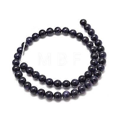 Synthetic Blue Goldstone Round Bead Strands X-G-P075-50-8mm-1