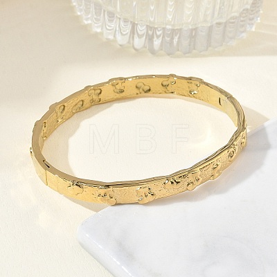 Textured 304 Stainless Steel Hinged Bangles for Women BJEW-Z178-04G-1