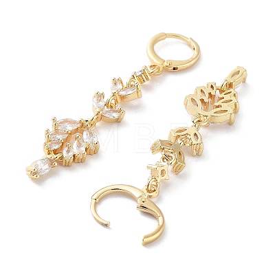 Rack Plating Golden Brass Dangle Leverback Earrings EJEW-A030-01H-G-1