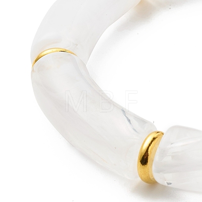 Chunky Curved Tube Beads Stretch Bracelets Set for Girl Women BJEW-JB06949-1