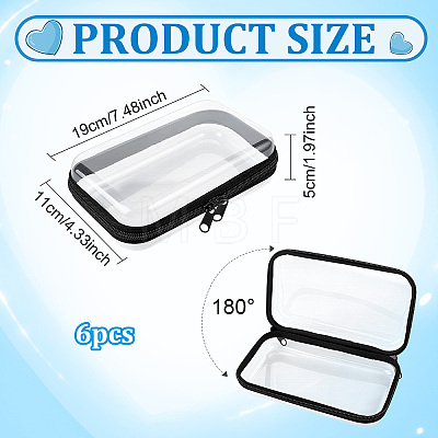 6Pcs Transparent PET Desktop Storage Zipper Boxes ABAG-WA0001-44B-1