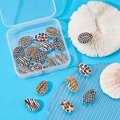 Printed Natural Cowrie Shell Beads SHEL-YW0001-02-1