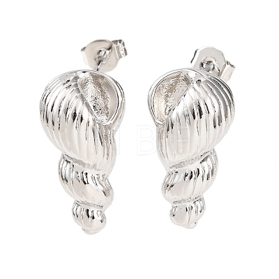 Conch Brass Stud Earrings EJEW-D351-07P-1