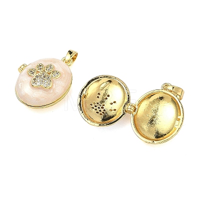 Brass Micro Pave Clear Cubic Zirconia Locket Pendants KK-A294-11G-02-1