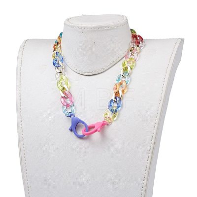 Personalized Rainbow CCB Plastic & Acrylic Curb Chain Necklaces NJEW-JN02878-01-1