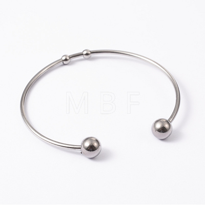 Tarnish Resistant Fashion 304 Stainless Steel Cuff Bangles Torque Bangles BJEW-H473-01P-1