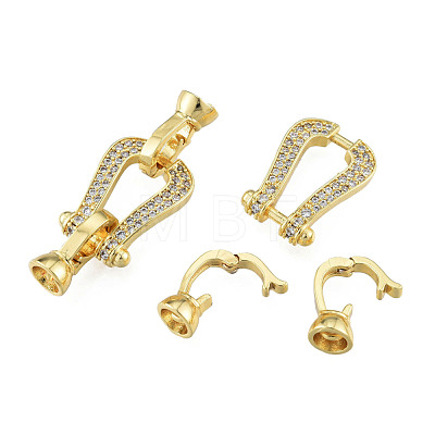 Brass Pave Clear Cubic Zirconia Fold Over Clasps KK-N259-18-1