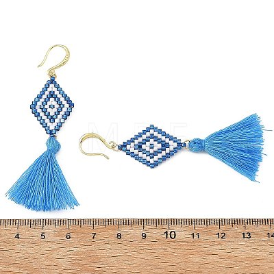 Glass Seed Beads & Brass Dangle Earrings for Women EJEW-MZ00800-03-1