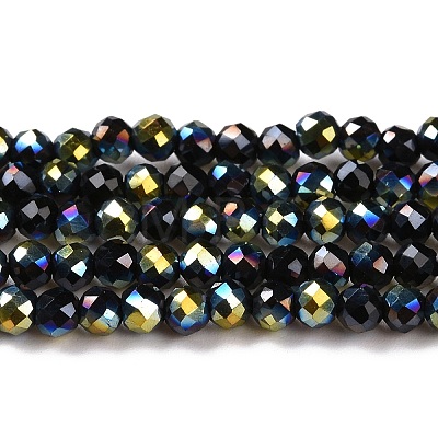 Electroplate Glass Beads Strands GLAA-H021-01B-HP03-1
