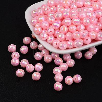 Faceted Colorful Eco-Friendly Poly Styrene Acrylic Round Beads SACR-K001-6mm-44-1