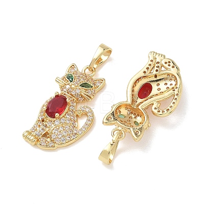 Brass Micro Pave Clear Cubic Zirconia Pendants KK-T085-21B-G-1