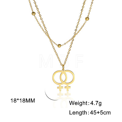 304 Stainless Steel Pendant Double Layer Necklaces WG77B0B-02-1