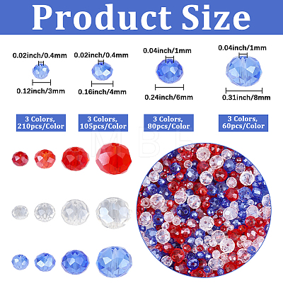 15 Strands 12 Styles Independence Day Electroplate Glass Beads Strands EGLA-PA0001-51-1