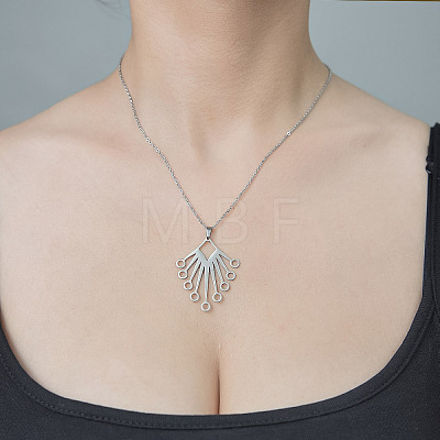 201 Stainless Steel Hollow Rhombus Pendant Necklace NJEW-OY002-24-1