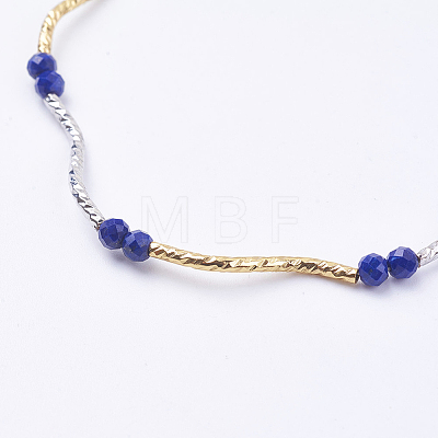 Natural Lapis Lazuli Beaded Bracelets BJEW-I247-07-A-1