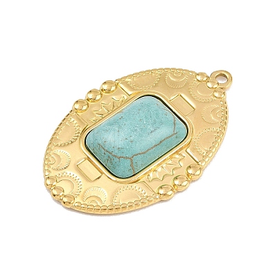 Bohemian Style 304 Stainless Steel with Synthetic Turquoise Pendants STAS-G381-02G-04-1