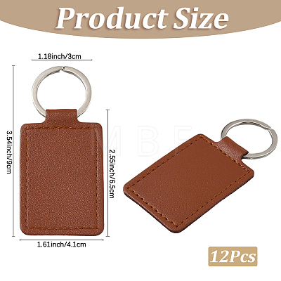 CutHollow 12Pcs Rectangle Imitation Leather Pendant Keychain KEYC-CL0001-11C-1