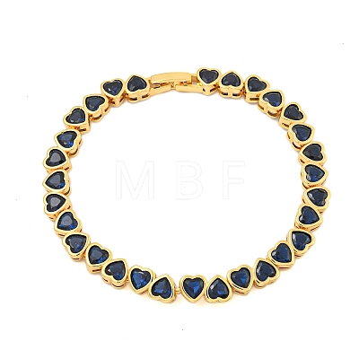 Rack Plating Brass Pave Cubic Zirconia Heart Link Bracelets BJEW-Q347-05G-02-1