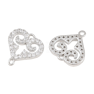 Brass Micro Pave Clear Cubic Zirconia Connector Charms CU-CBA7BFE-03H-P-1