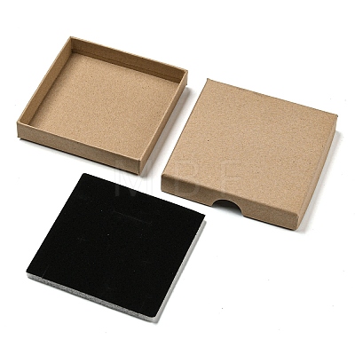 Square Cardboard Kraft Paper Jewelry Box CON-D014-01C-01-1