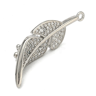 Leaf Brass Micro Pave Cubic Zirconia Enhancer Shortener Bails KK-F934-07B-P-1