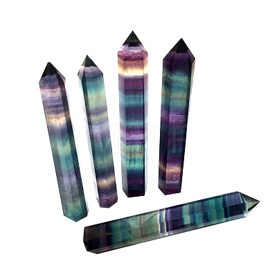Natural Colorful Fluorite Pointed Prism Bar Home Display Decoration G-PW0007-098D-1