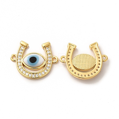 Rack Plating Real 18K Gold Plated Brass Micro Pave Clear Cubic Zirconia Connector Charms ZIRC-L102-01G-06-1