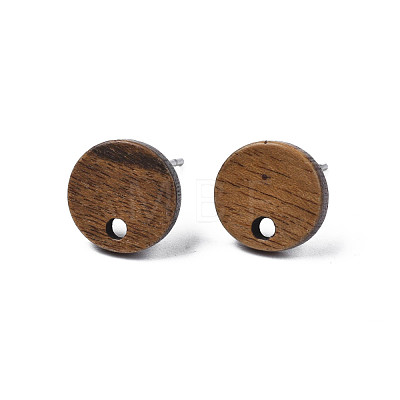 Walnut Wood Stud Earring Findings MAK-N032-043A-1