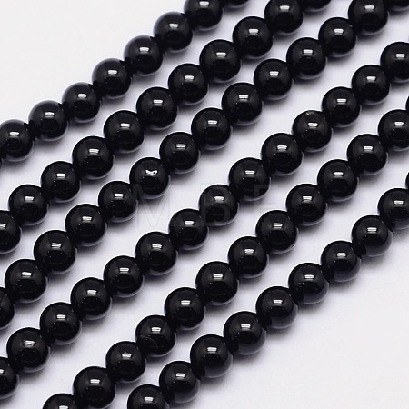 Natural Black Tourmaline Round Bead Strands X-G-I160-01-6mm-1