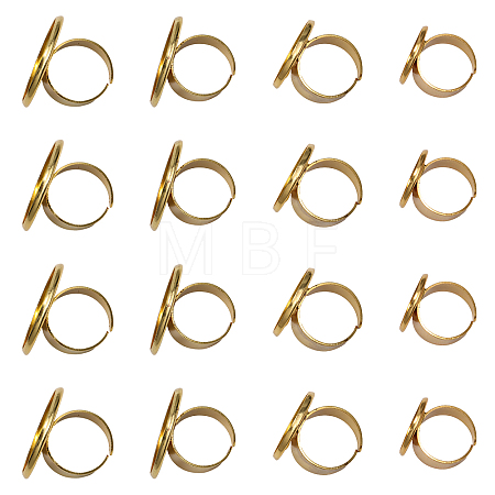 16Pcs 4 Size Adjustable Brass Finger Rings Components KK-CA0002-22G-1