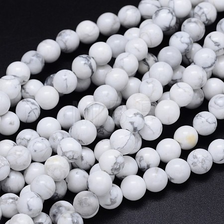 Round Natural Howlite Bead Strands G-F222-14-6mm-1