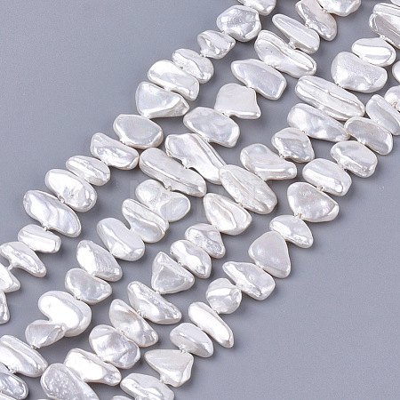 Electroplate Shell Pearl Beads Strands X-SSHEL-S261-01F-1
