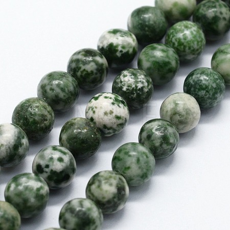 Natural Green Spot Jasper Beads Strands X-G-I199-30-10mm-1