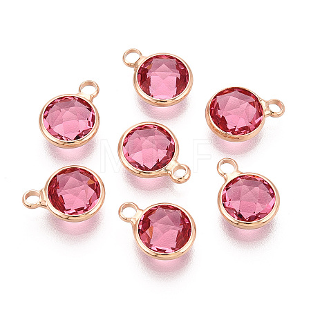 Golden Tone Brass Glass Charms GLAA-ZX008-24J-G-1