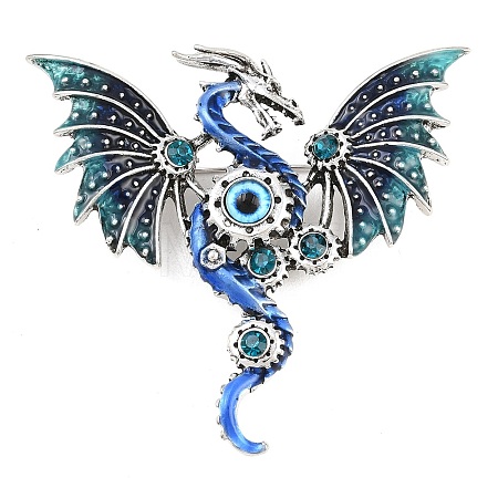 Dragon with Evil Eye Alloy Rhinestone with Plastic Lapel Pins for Backpack Clothes X1-JEWB-G043-02B-1