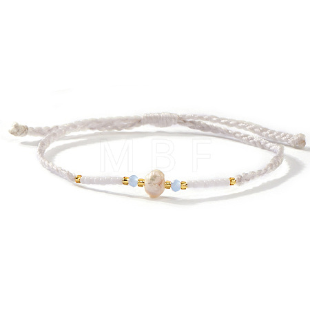 Bohemian Style Imitation Pearl & Glass Seed Bead Braided Bracelets XS0693-2-1