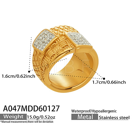 304 Stainless Steel Micro Pave Cubic Zirconia Finger Rings WG92048-01-1