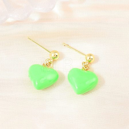 Valentine's Day Heart Brass Enamel Dangle Stud Earrings EJEW-Z164-19G-04-1