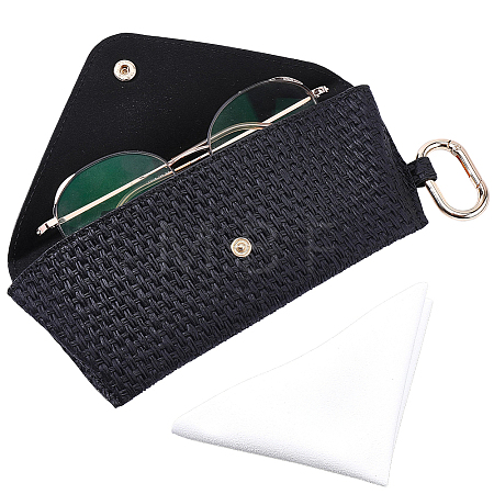 1Pc Imitation Leather with Iron Eyeglass Cases ABAG-CN0001-71A-1