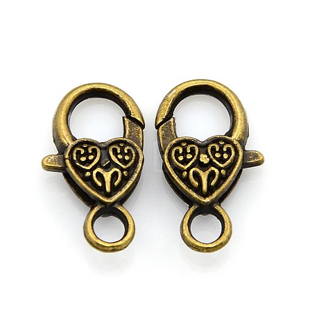 Tibetan Style Heart Lobster Claw Clasps MLF014Y-NF-1