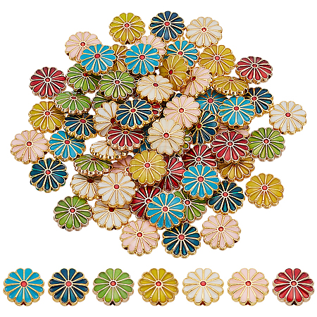 70Pcs 7 Colors Alloy Enamel Beads ENAM-PH0002-89-1