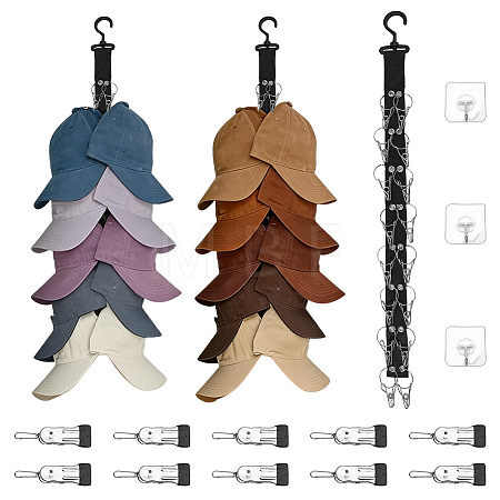 3Pcs Nylon & Plastic & 201 Stainless Steel Hat Organizer Racks for Baseball Caps AJEW-WR0004-09-1
