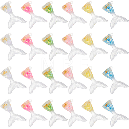 24Pcs 6 Colors Luminous Transparent Resin Pendants RESI-SP0001-01-1